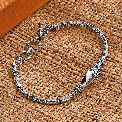 Bali Legacy Sterling Silver Eagle Face Bracelet (6.50 In) 9.61 Grams