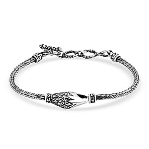 Bali Legacy Sterling Silver Eagle Face Bracelet (7.25 In) 10.47 Grams