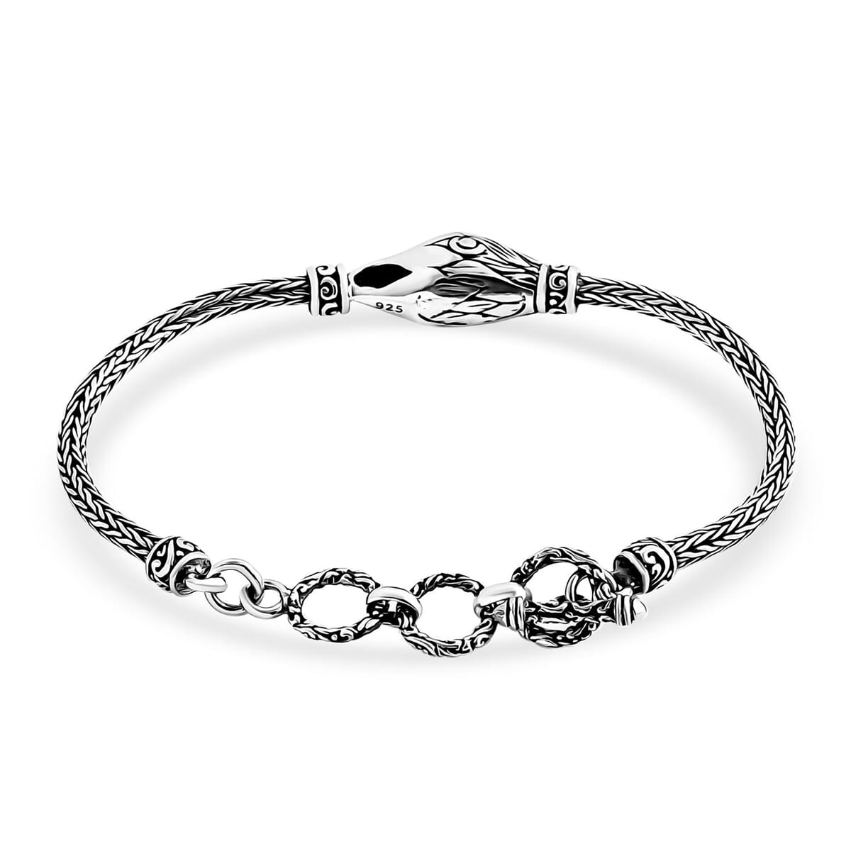 Bali Legacy Sterling Silver Eagle Face Bracelet (7.25 In) 10.47 Grams image number 3