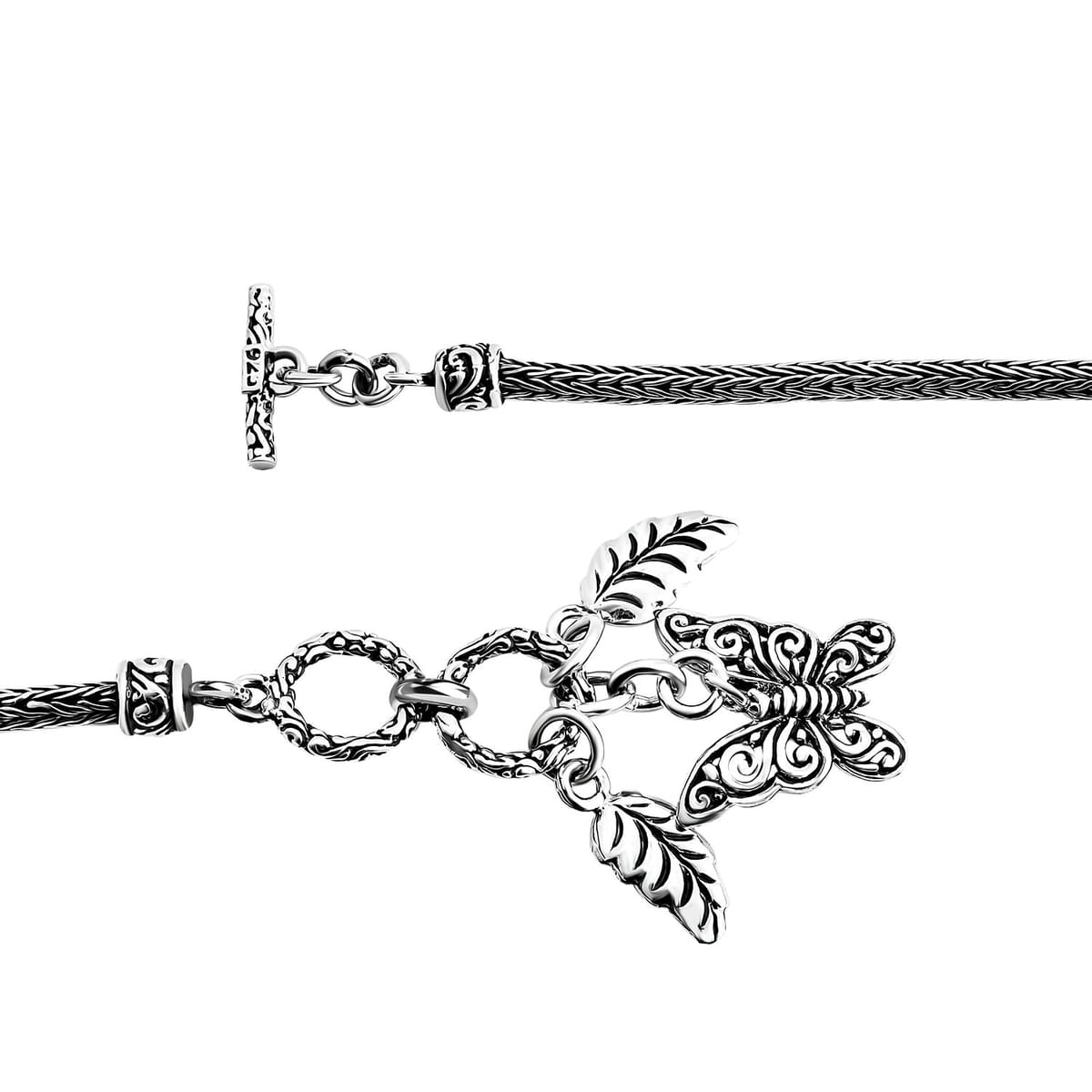 Bali Legacy Leaf and Butterfly Charm Bracelet in Sterling Silver (8.00 In) 10 Grams image number 4