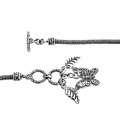 Bali Legacy Leaf and Butterfly Charm Bracelet in Sterling Silver (8.00 In) 10 Grams