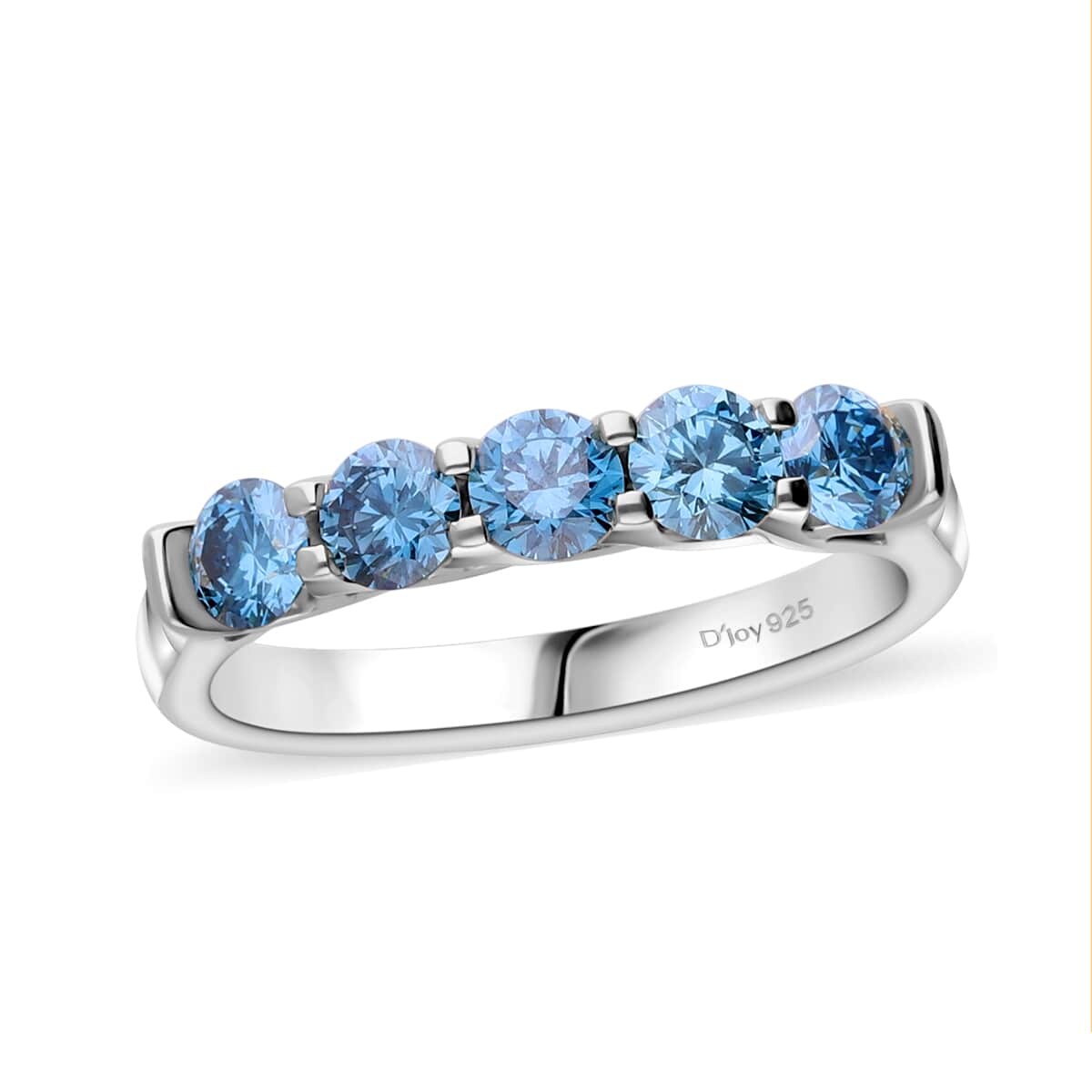 Luxuriant Lab Grown Blue Diamond (SI) 1.00 ctw Ring in Platinum Over Sterling Silver (Size 6.0) image number 0