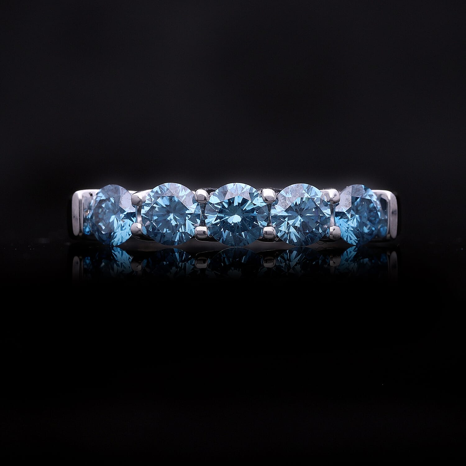Luxuriant Lab Grown Blue Diamond (IR) (SI) 1.00 ctw Ring in Platinum Over Sterling Silver (Size 6.0)