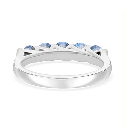 Luxuriant Lab Grown Blue Diamond (IR) (SI) 1.00 ctw Ring in Platinum Over Sterling Silver (Size 6.0)