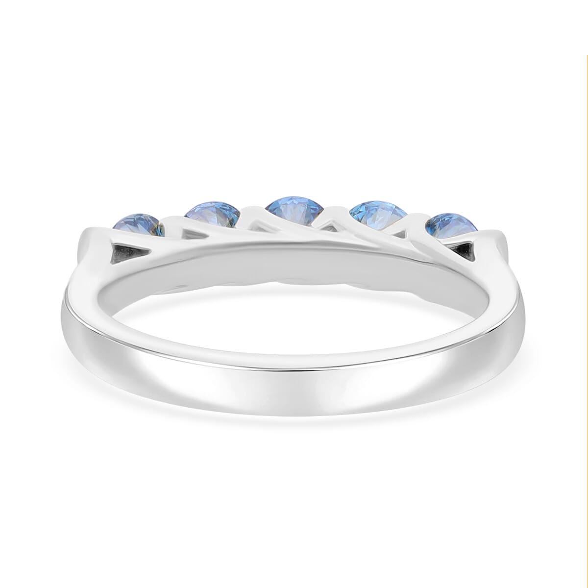 Luxuriant Lab Grown Blue Diamond (SI) 1.00 ctw Ring in Platinum Over Sterling Silver (Size 7.0) image number 4