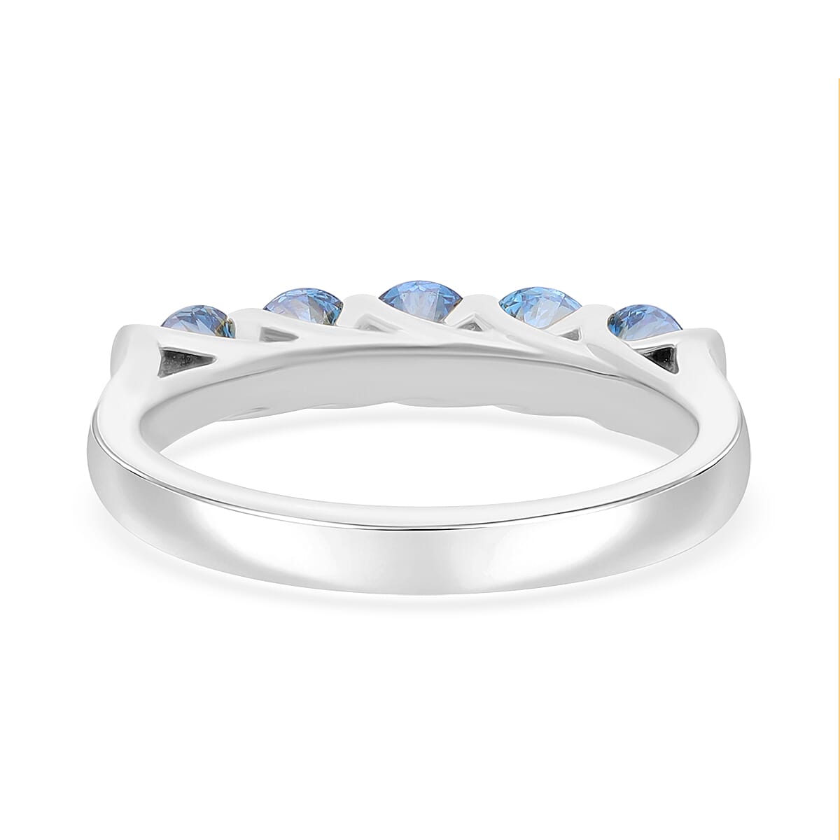 Luxuriant Lab Grown Blue Diamond (SI) 1.00 ctw Ring in Platinum Over Sterling Silver (Size 9.0) image number 4