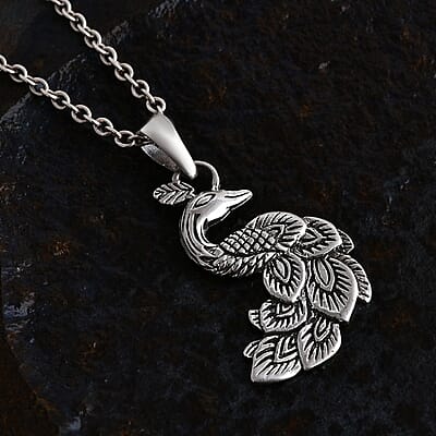 Bali Legacy Peacock Pendant without Chain in Sterling Silver 4.05 Grams