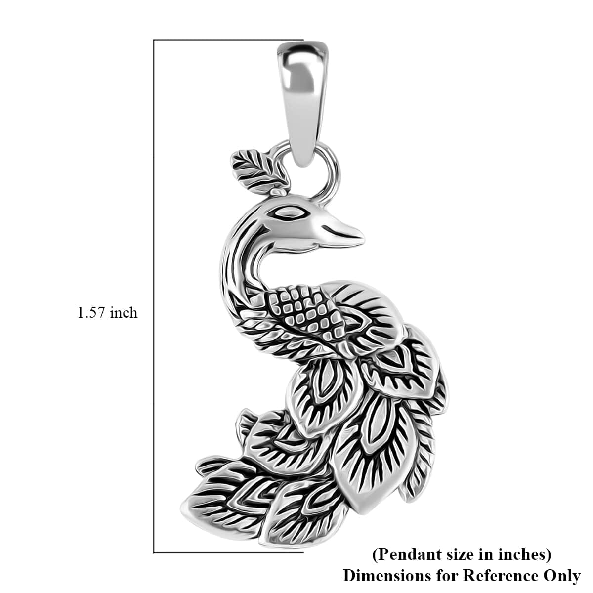 Bali Legacy Peacock Pendant in Sterling Silver 4.05 Grams image number 5