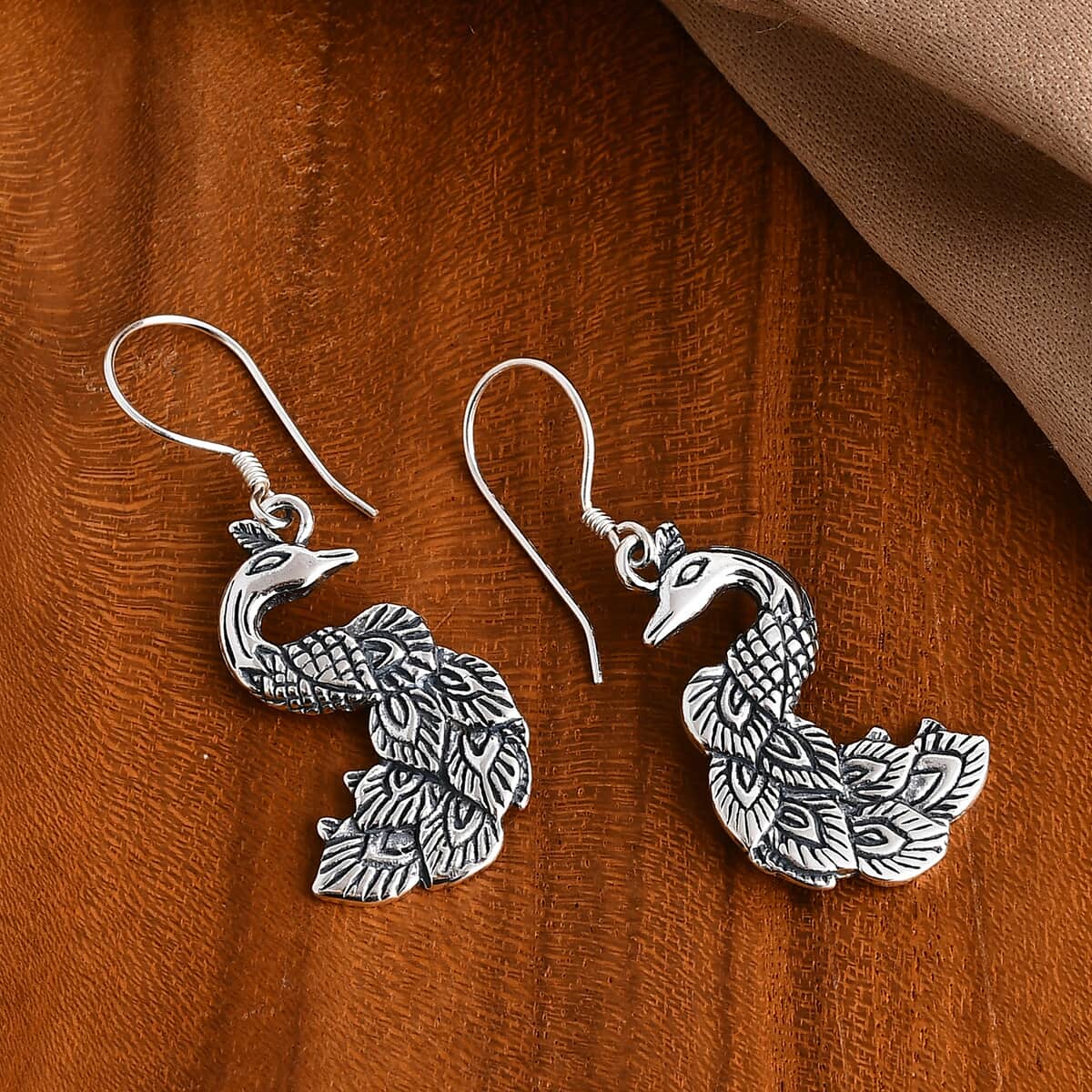 Bali Legacy Peacock Earrings in Sterling Silver 5.35 Grams image number 1