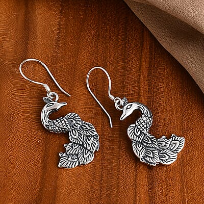 Bali Legacy Peacock Earrings in Sterling Silver 5.35 Grams