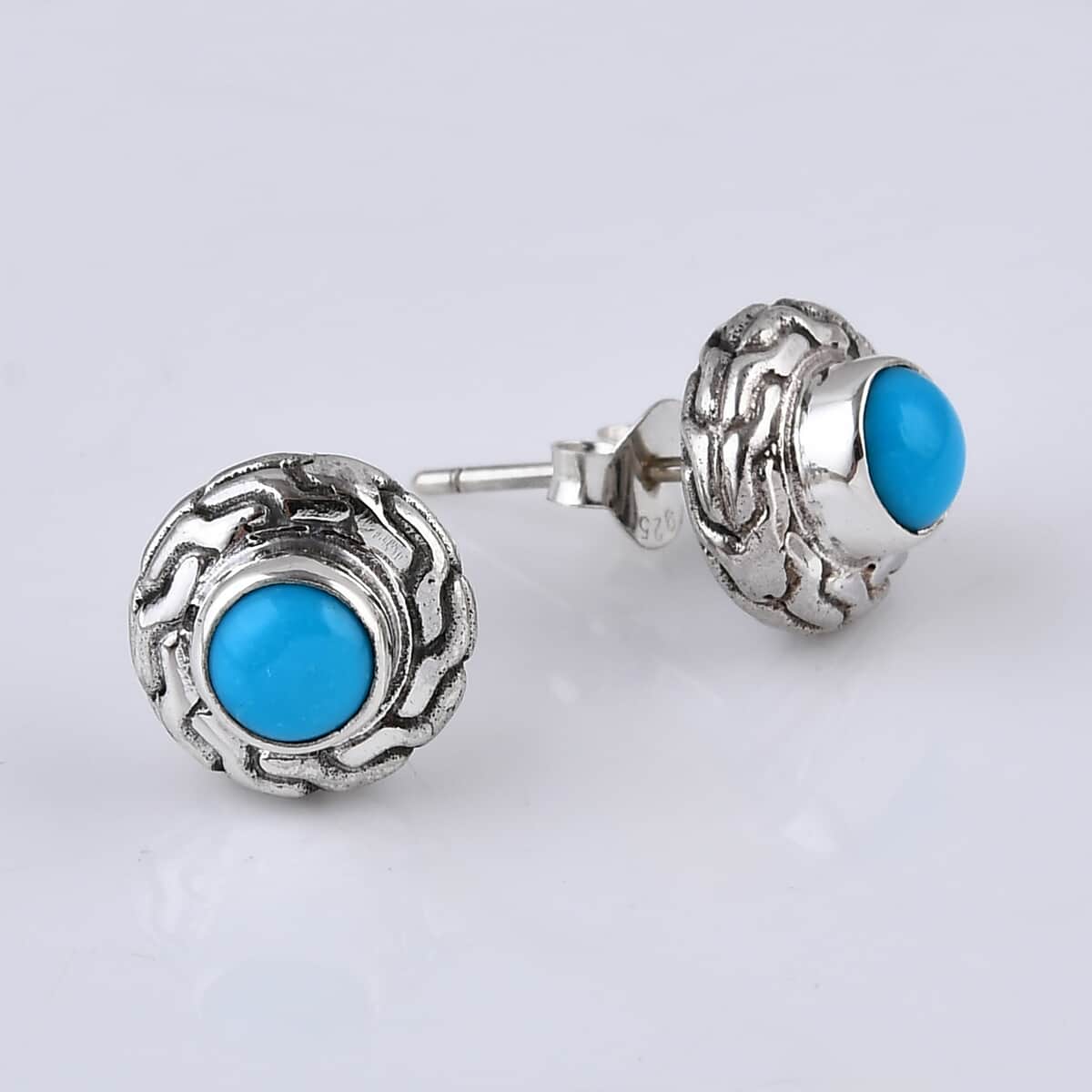 Bali Legacy Sleeping Beauty Turquoise 1.00 ctw Stud Earrings in Sterling Silver image number 0