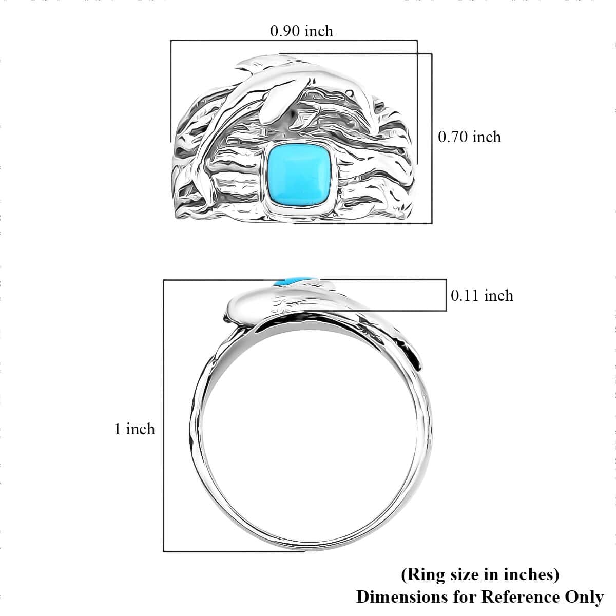 Bali Legacy Sleeping Beauty Turquoise 0.85 ctw Dolphin Ring in Sterling Silver (Size 10.0) image number 5