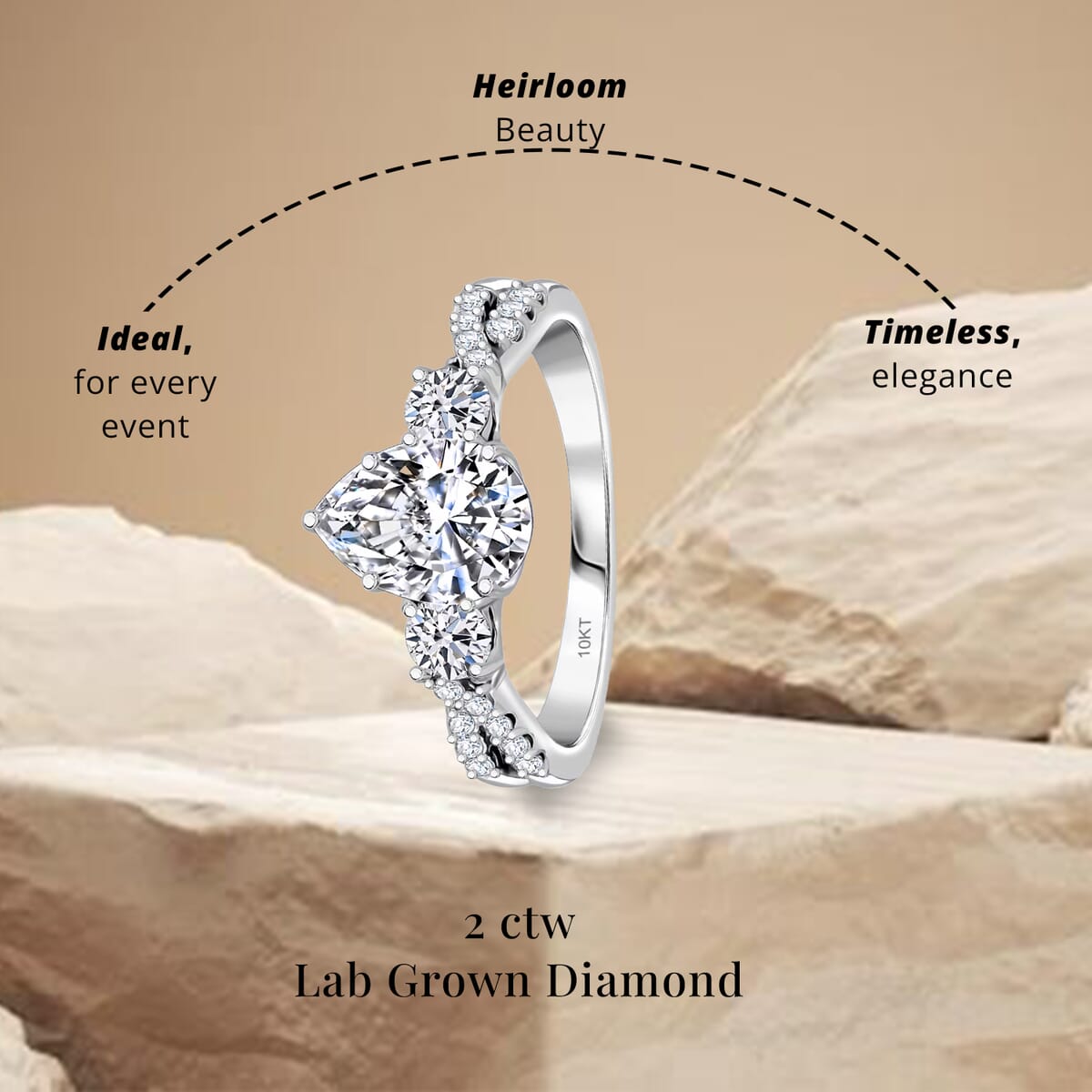 Luxuriant Lab Grown Diamond E-F VS 2.00 ctw Ring in 10K White Gold (Size 8.5) image number 4