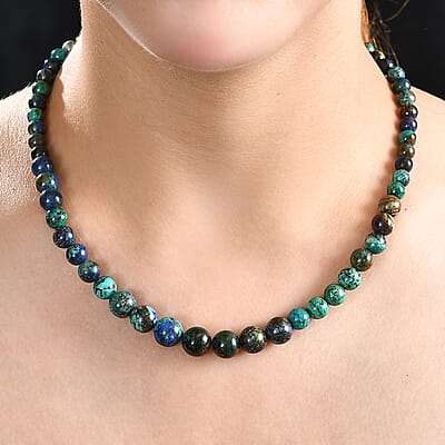 Table Mountain Shadowkite 180.00 ctw Beaded Necklace in Rhodium Over Sterling Silver 18-20 Inches