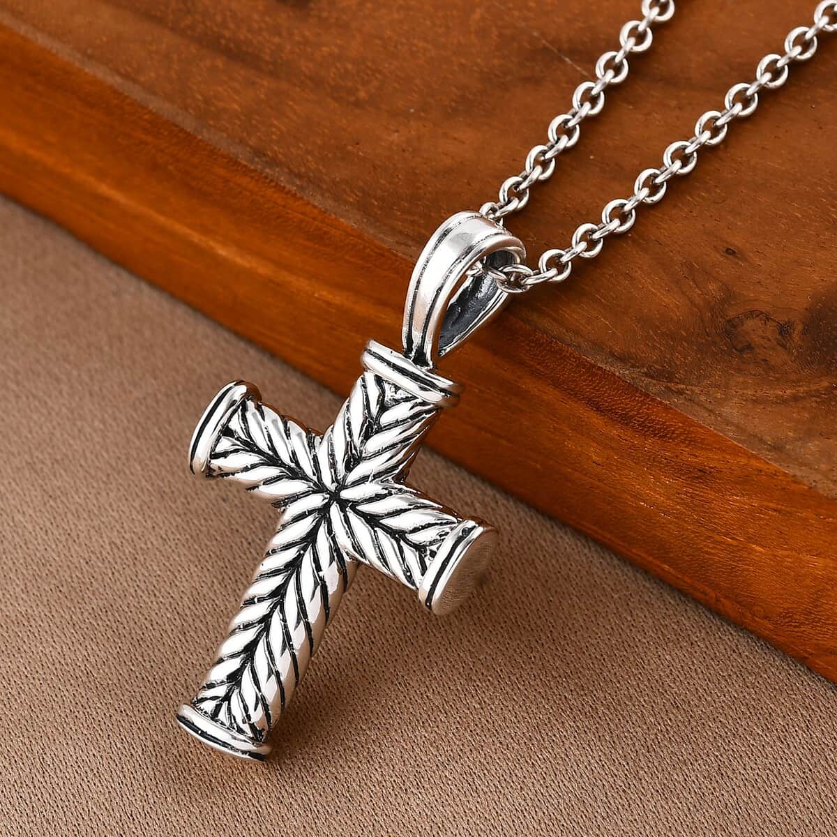 Bali Legacy Cross Pendant in Sterling Silver 5.90 Grams image number 1