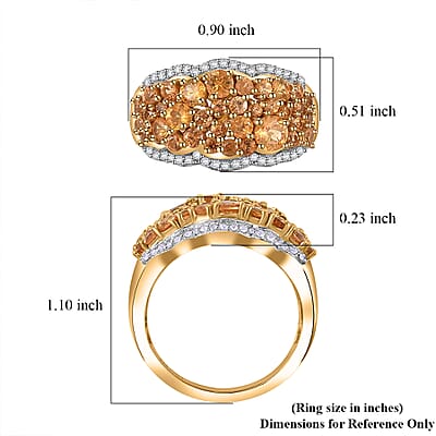 D'Joy Fanta Garnet and White Zircon 2.00 ctw Universe Ring in 18K Vermeil Yellow Gold Over Sterling Silver (Size 10.0)