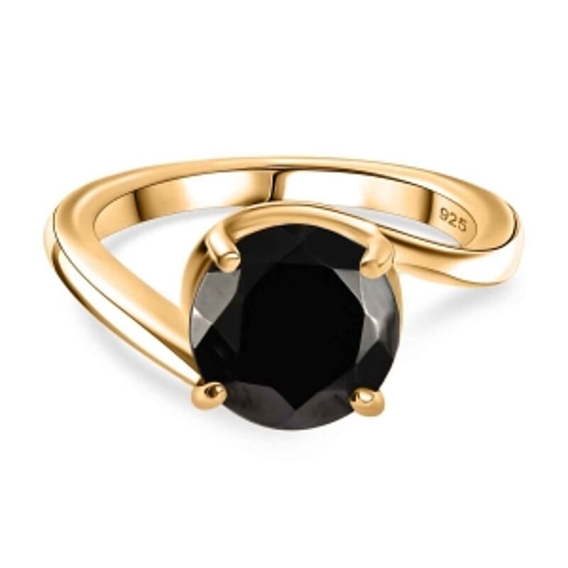 Elite Shungite 1.80 ctw Solitaire Ring in 14K Yellow Gold Over Sterling Silver (Size 11.5)
