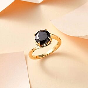 Elite Shungite 1.80 ctw Solitaire Ring in 14K Yellow Gold Over Sterling Silver (Size 11.5)