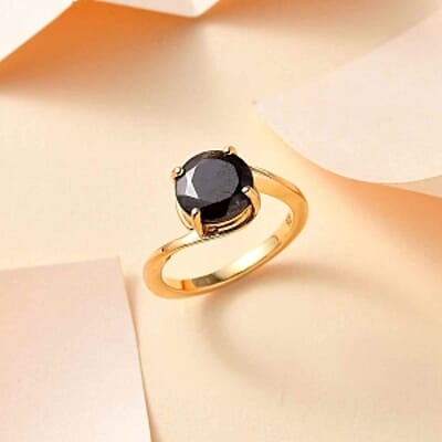 Elite Shungite 1.80 ctw Solitaire Ring in 14K Yellow Gold Over Sterling Silver (Size 11.5)