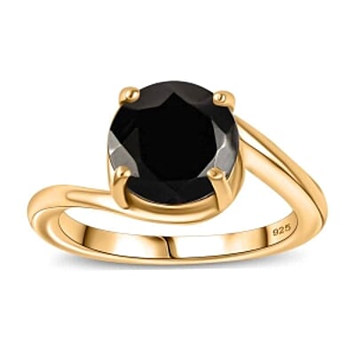 Elite Shungite 1.80 ctw Solitaire Ring in 14K Yellow Gold Over Sterling Silver (Size 11.5)