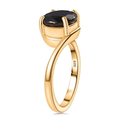 Elite Shungite 1.80 ctw Solitaire Ring in 14K Yellow Gold Over Sterling Silver (Size 11.5)