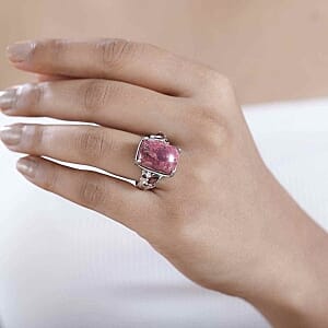 Thulite and Mozambique Garnet 13.30 ctw Ring in Goldtone (Size 10)