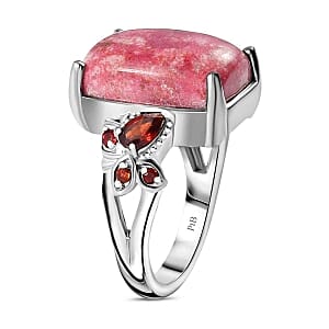 Thulite and Mozambique Garnet 13.30 ctw Ring in Goldtone (Size 10)
