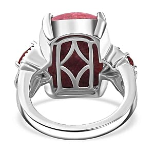 Thulite and Mozambique Garnet 13.30 ctw Ring in Goldtone (Size 10)