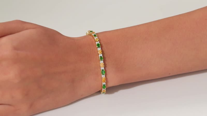 D'Joy Fanta Garnet and Multi Gemstone 6.50 ctw Honey Bee Bracelet in 18K Vermeil Yellow Gold Over Sterling Silver (7.25 In)