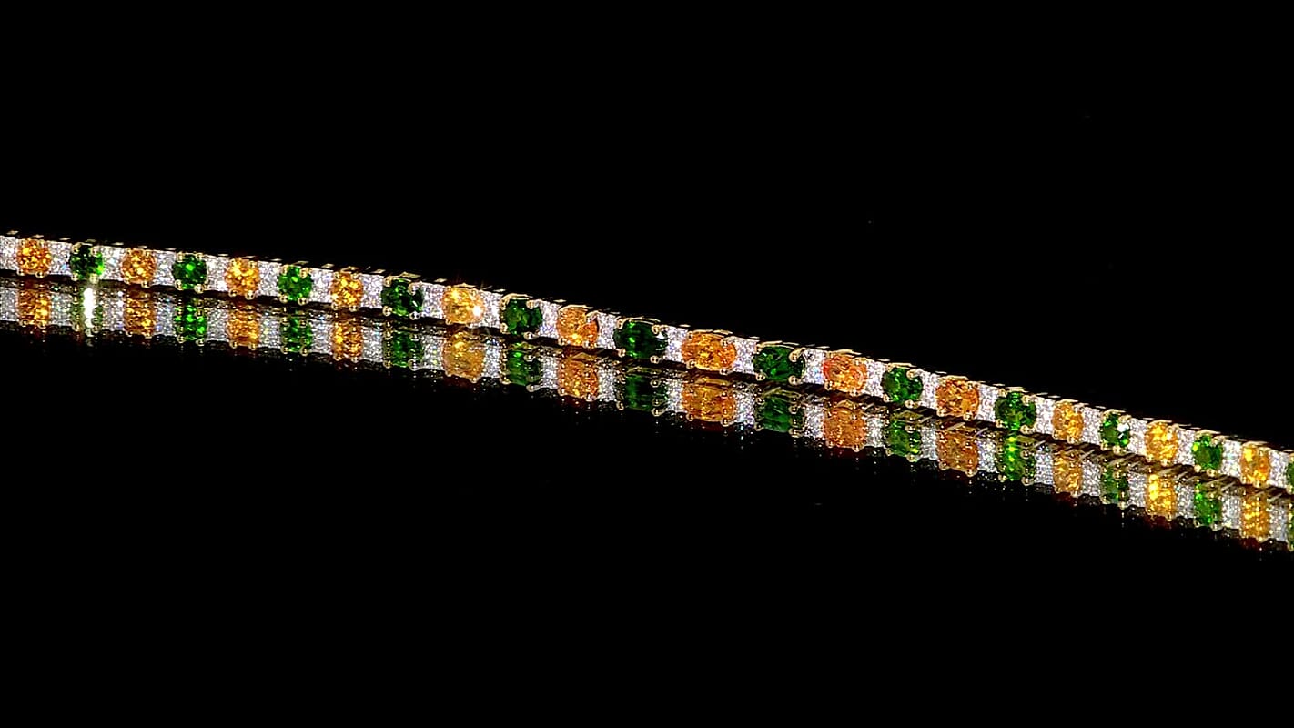 D'Joy Fanta Garnet and Multi Gemstone 6.50 ctw Honey Bee Bracelet in 18K Vermeil Yellow Gold Over Sterling Silver (7.25 In)