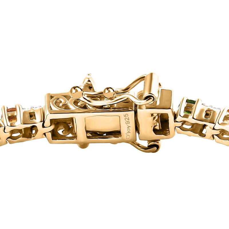 D'Joy Fanta Garnet and Multi Gemstone 6.50 ctw Honey Bee Bracelet in 18K Vermeil Yellow Gold Over Sterling Silver (7.25 In)