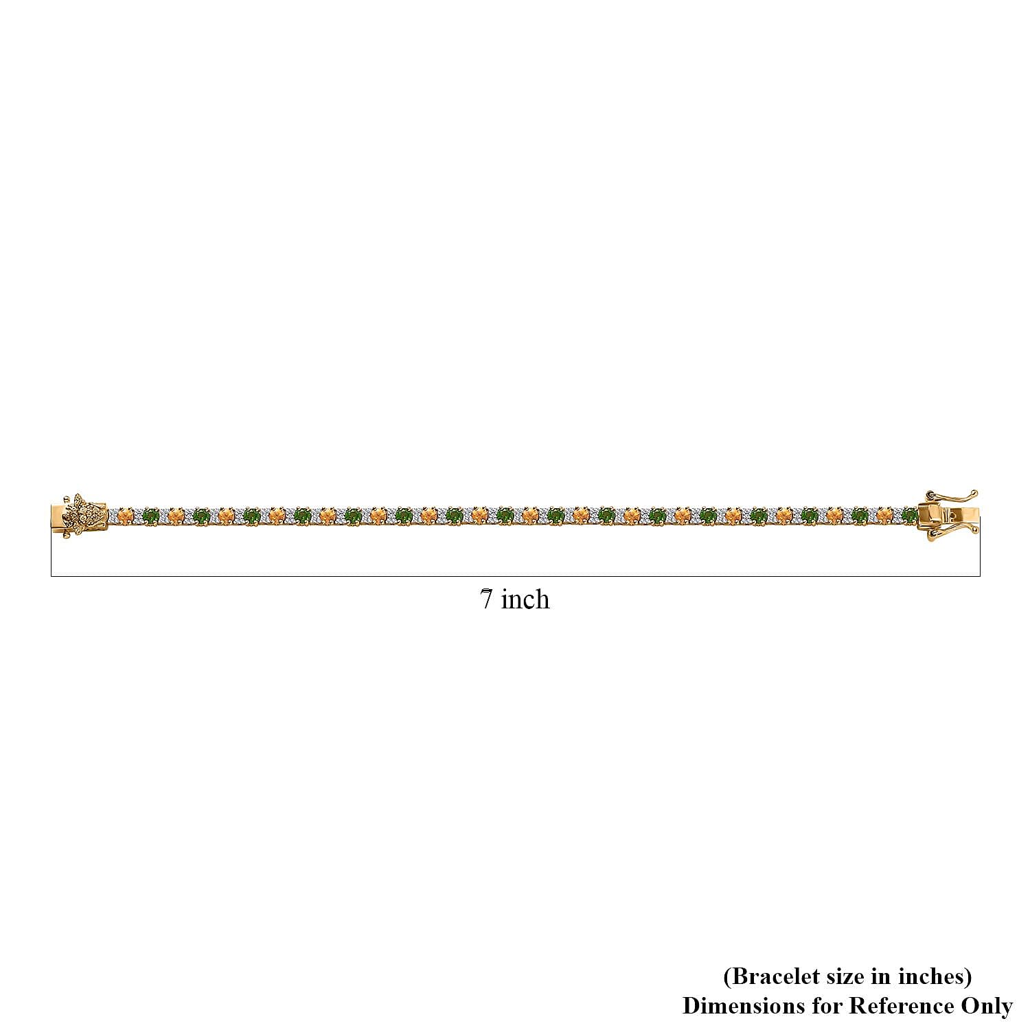 D'Joy Fanta Garnet and Multi Gemstone 6.50 ctw Honey Bee Bracelet in 18K Vermeil Yellow Gold Over Sterling Silver (7.25 In)