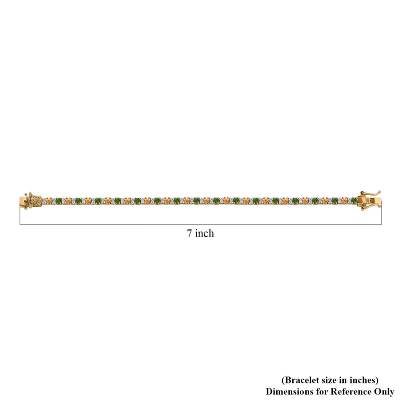 D'Joy Fanta Garnet and Multi Gemstone 6.50 ctw Honey Bee Bracelet in 18K Vermeil Yellow Gold Over Sterling Silver (7.25 In)