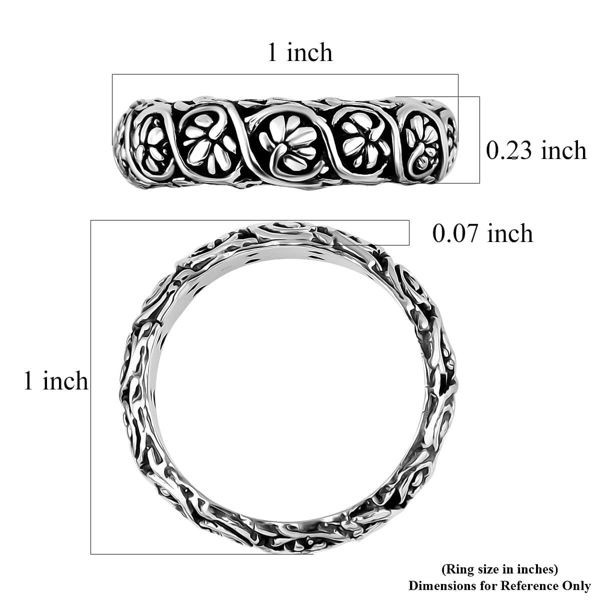 Bali Legacy Flower Band Ring in Sterling Silver (Size 10.0) 6.15 Grams image number 5