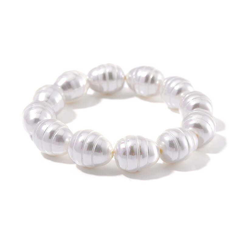 White Shell Pearl Stretch Bracelet