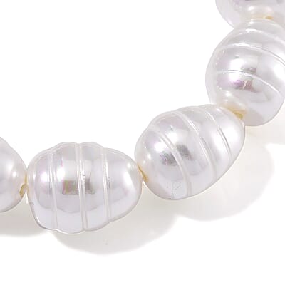White Shell Pearl Stretch Bracelet