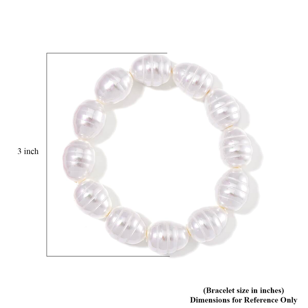 White Shell Pearl Stretch Bracelet image number 3