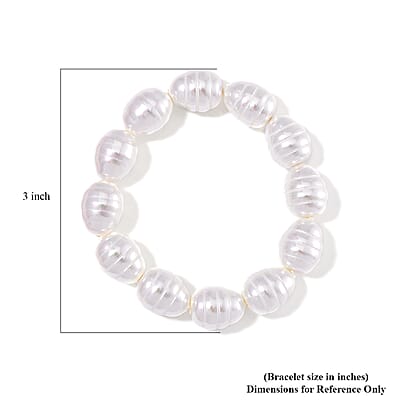 White Shell Pearl Stretch Bracelet