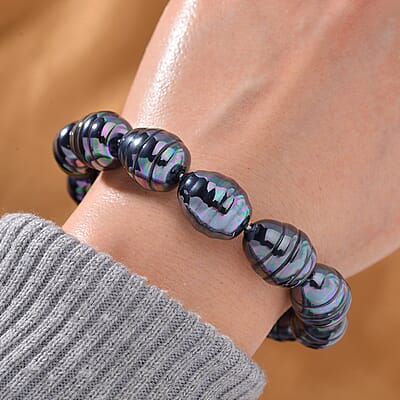 Peacock Color Shell Pearl Stretch Bracelet