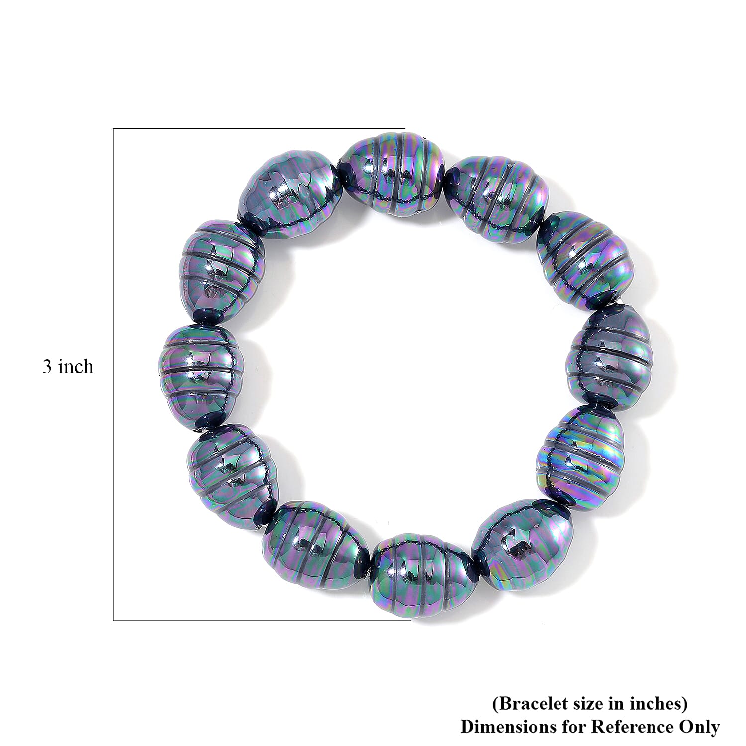 Peacock Color Shell Pearl Stretch Bracelet