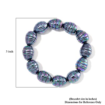 Peacock Color Shell Pearl Stretch Bracelet
