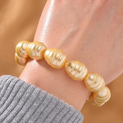 Golden Color Shell Pearl Stretch Bracelet