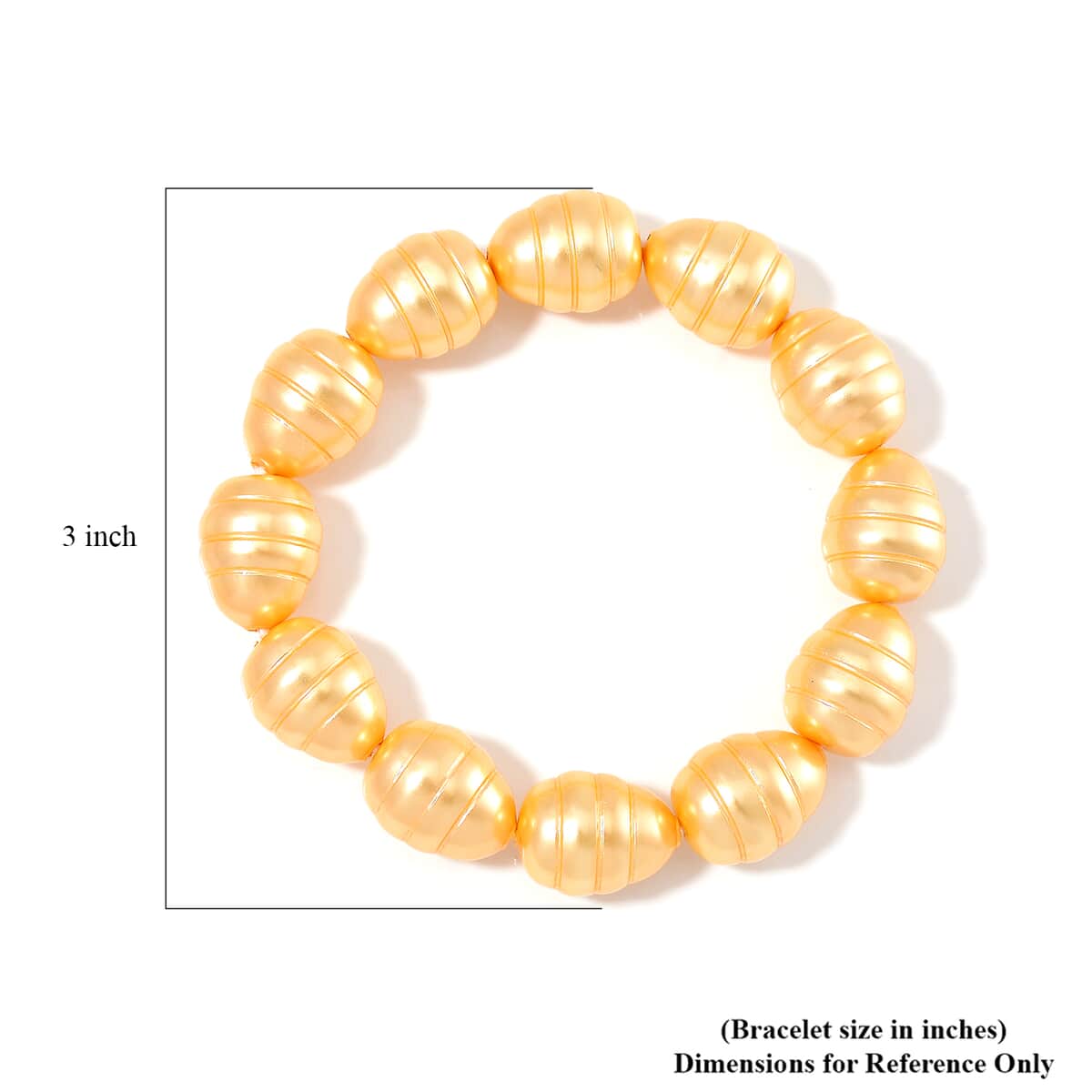 Golden Color Shell Pearl Stretch Bracelet image number 3