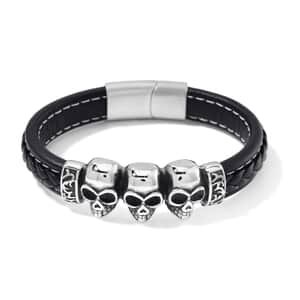 Stainless Steel and Microfiber Leather Bracelet (8.00 In)