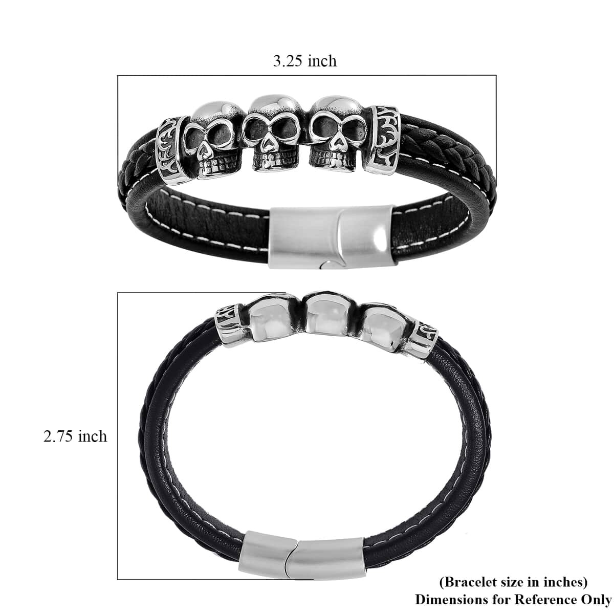 Stainless Steel and Microfiber Leather Bracelet (8.00 In) image number 4