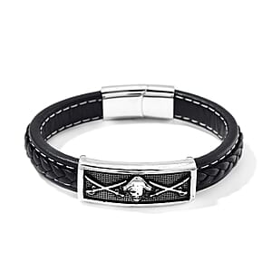 Stainless Steel and Microfiber Leather Sward Bracelet (8.00 In)