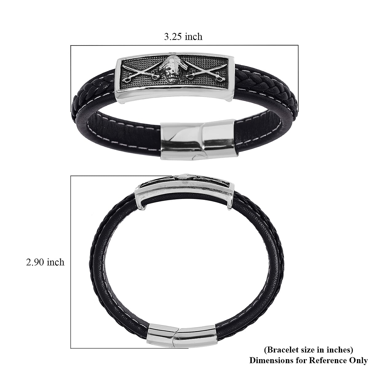 Stainless Steel and Microfiber Leather Sward Bracelet (8.00 In) image number 4