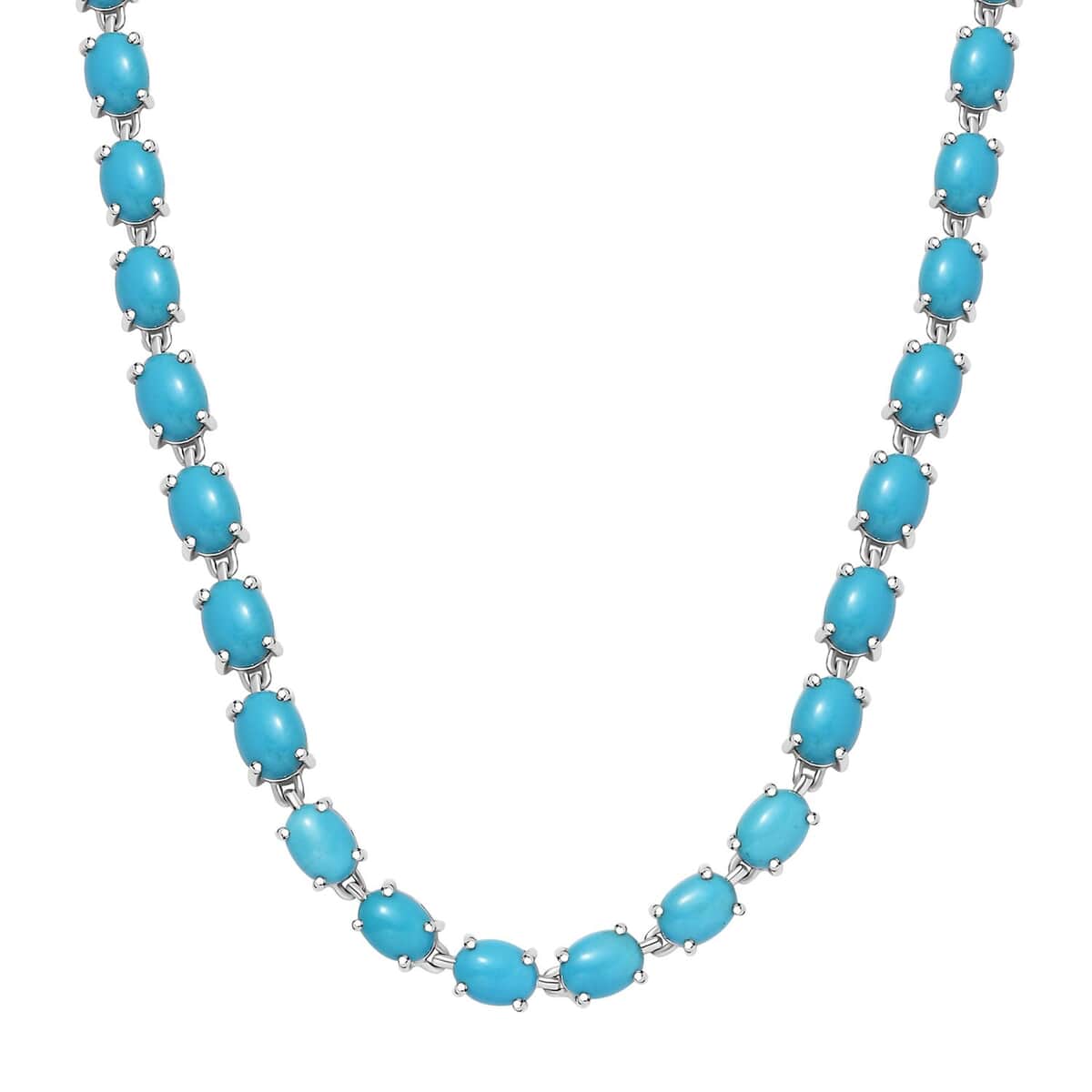 Doorbuster Premium Sleeping Beauty Turquoise 47.60 ctw Link Necklace in Rhodium Over Sterling Silver 18 Inches image number 0