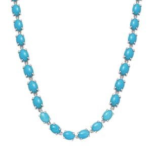 Doorbuster Premium Sleeping Beauty Turquoise 47.60 ctw Link Necklace in Rhodium Over Sterling Silver 18 Inches