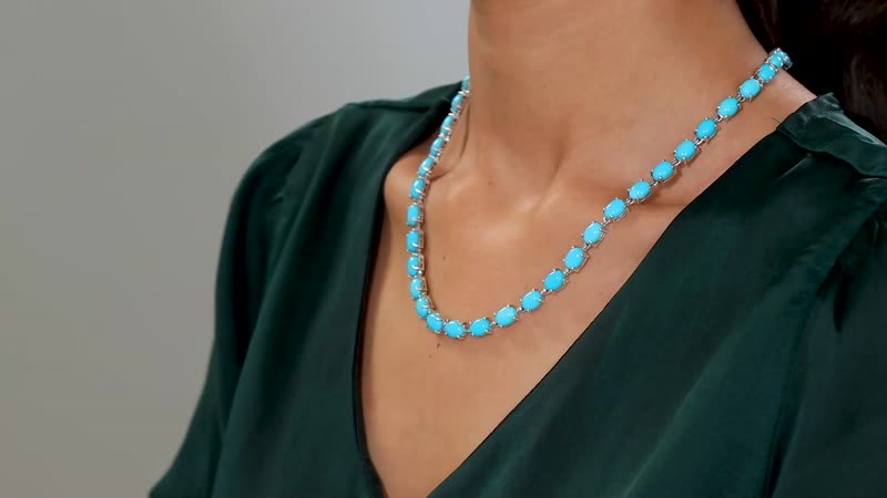 Doorbuster Premium Sleeping Beauty Turquoise 47.60 ctw Necklace in Rhodium Over Sterling Silver 18 Inches